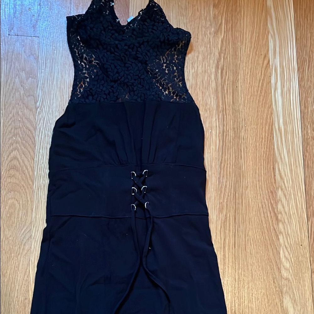 Elegant Black Lace Halter Dress